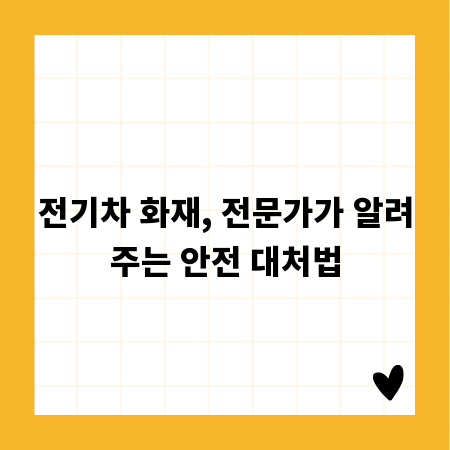 전기차 화재, 전문가가 알려주는 안전 대처법