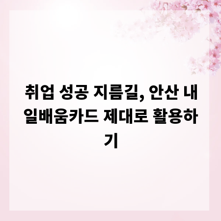 취업 성공 지름길, 안산 내일배움카드 제대로 활용하기