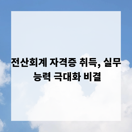 전산회계 자격증 취득, 실무 능력 극대화 비결