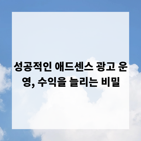 성공적인 애드센스 광고 운영, 수익을 늘리는 비밀