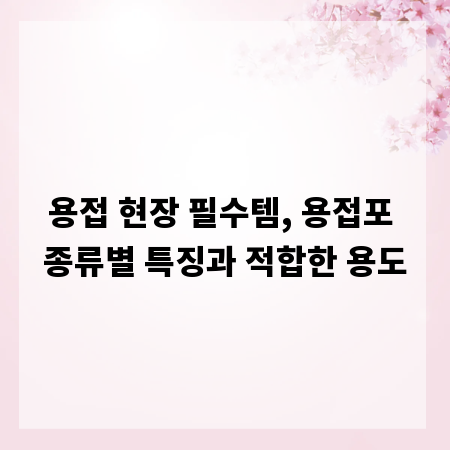 용접 현장 필수템, 용접포 종류별 특징과 적합한 용도