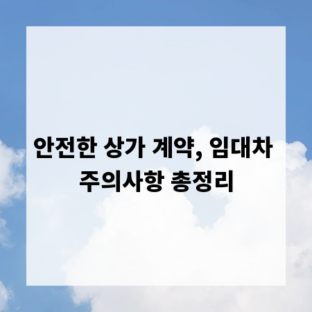 안전한 상가 계약, 임대차 주의사항 총정리