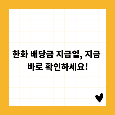 한화 배당금 지급일, 지금 바로 확인하세요!