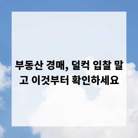 부동산 경매, 덜컥 입찰 말고 이것부터 확인하세요