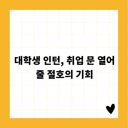 대학생 인턴, 취업 문 열어줄 절호의 기회