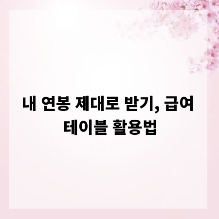내 연봉 제대로 받기, 급여 테이블 활용법
