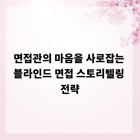 면접관의 마음을 사로잡는 블라인드 면접 스토리텔링 전략