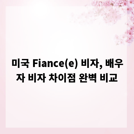 미국 Fiance(e) 비자, 배우자 비자 차이점 완벽 비교