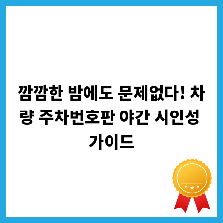 깜깜한 밤에도 문제없다! 차량 주차번호판 야간 시인성 가이드