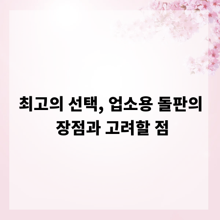 최고의 선택, 업소용 돌판의 장점과 고려할 점