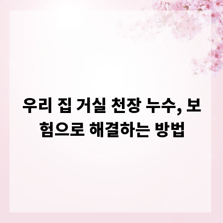 우리 집 거실 천장 누수, 보험으로 해결하는 방법