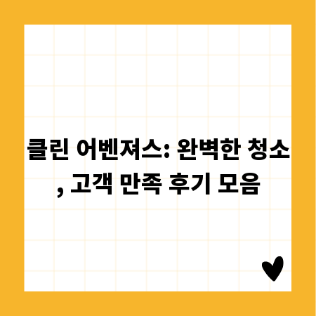 클린 어벤져스: 완벽한 청소, 고객 만족 후기 모음