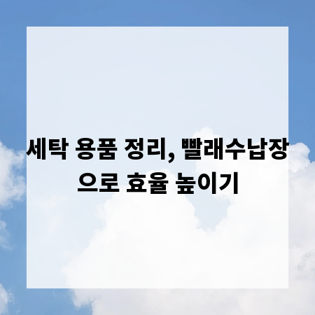 세탁 용품 정리, 빨래수납장으로 효율 높이기