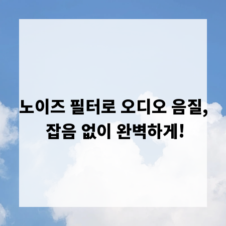 노이즈 필터로 오디오 음질, 잡음 없이 완벽하게!