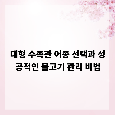 대형 수족관 어종 선택과 성공적인 물고기 관리 비법