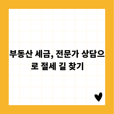 부동산 세금, 전문가 상담으로 절세 길 찾기