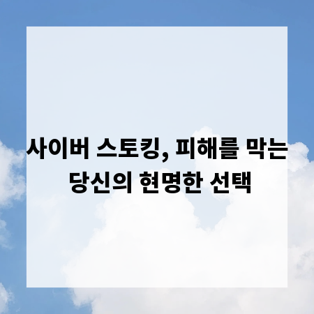사이버 스토킹, 피해를 막는 당신의 현명한 선택