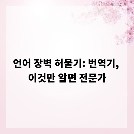 언어 장벽 허물기: 번역기, 이것만 알면 전문가