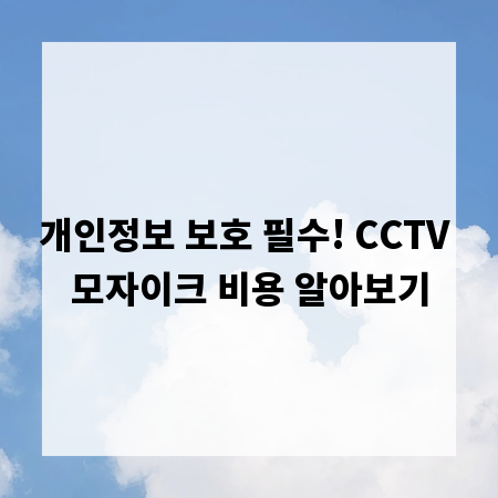 개인정보 보호 필수! CCTV 모자이크 비용 알아보기