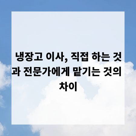 냉장고 이사, 직접 하는 것과 전문가에게 맡기는 것의 차이