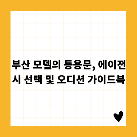 부산 모델의 등용문, 에이전시 선택 및 오디션 가이드북
