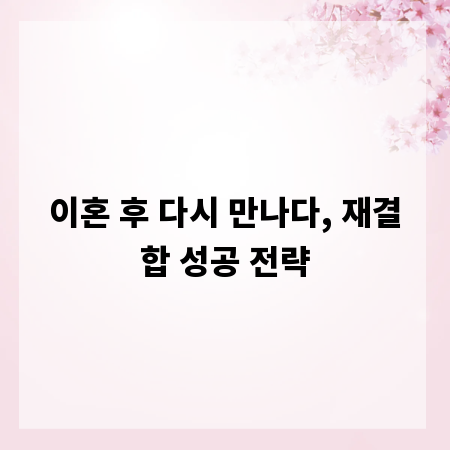 이혼 후 다시 만나다, 재결합 성공 전략