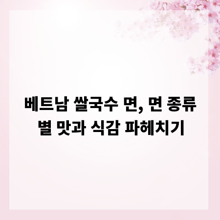 베트남 쌀국수 면, 면 종류별 맛과 식감 파헤치기