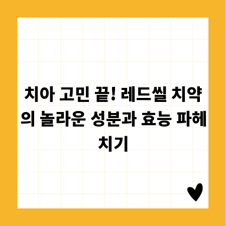 치아 고민 끝! 레드씰 치약의 놀라운 성분과 효능 파헤치기