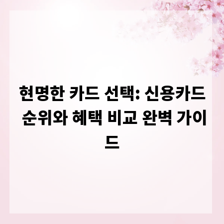 현명한 카드 선택: 신용카드 순위와 혜택 비교 완벽 가이드