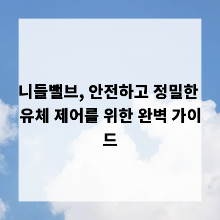 니들밸브, 안전하고 정밀한 유체 제어를 위한 완벽 가이드
