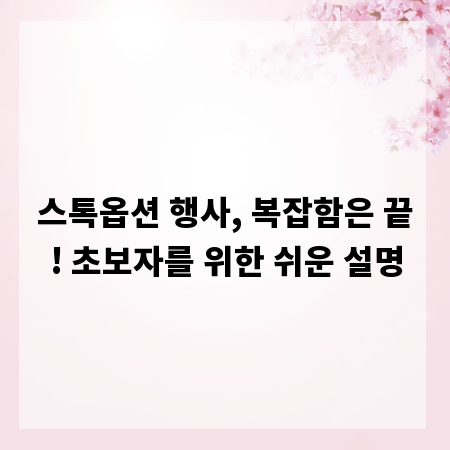 스톡옵션 행사, 복잡함은 끝! 초보자를 위한 쉬운 설명