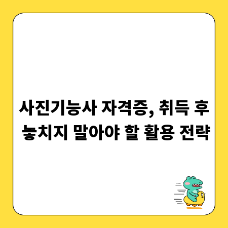 사진기능사 자격증, 취득 후 놓치지 말아야 할 활용 전략