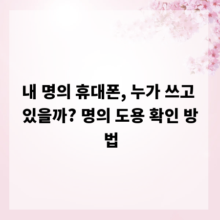 내 명의 휴대폰, 누가 쓰고 있을까? 명의 도용 확인 방법