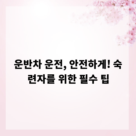 운반차 운전, 안전하게! 숙련자를 위한 필수 팁
