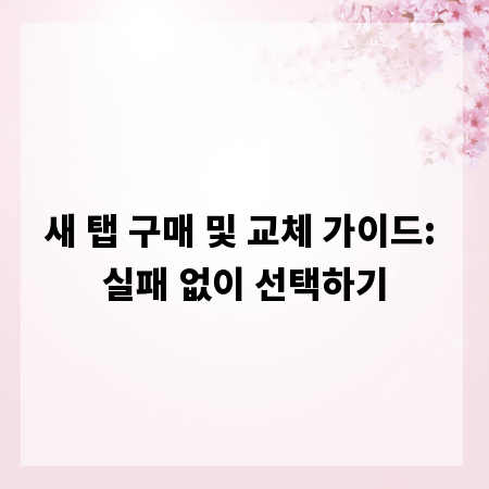 새 탭 구매 및 교체 가이드: 실패 없이 선택하기