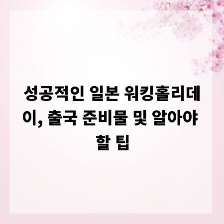 성공적인 일본 워킹홀리데이, 출국 준비물 및 알아야 할 팁