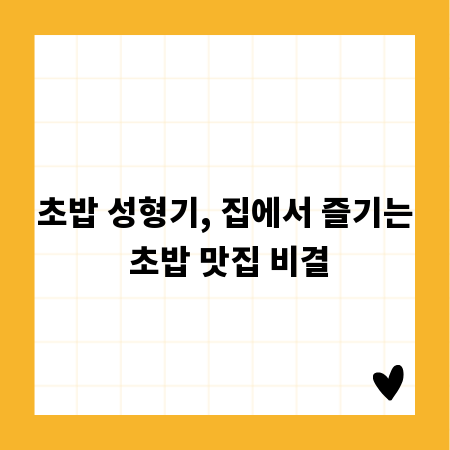 초밥 성형기, 집에서 즐기는 초밥 맛집 비결
