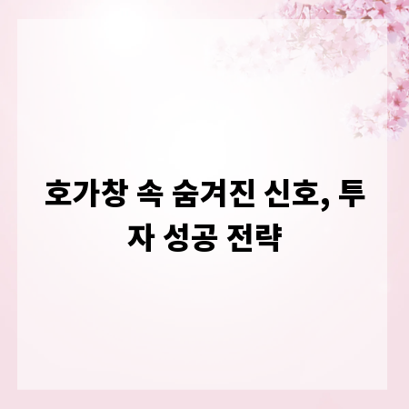 호가창 속 숨겨진 신호, 투자 성공 전략