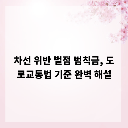 차선 위반 벌점 범칙금, 도로교통법 기준 완벽 해설