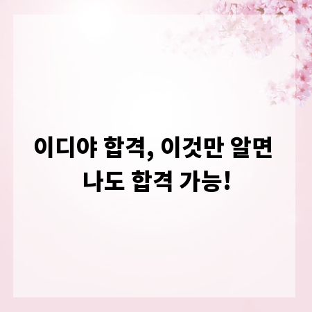 이디야 합격, 이것만 알면 나도 합격 가능!