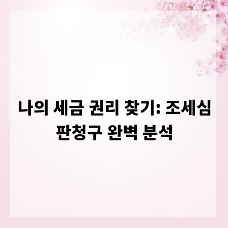 나의 세금 권리 찾기: 조세심판청구 완벽 분석