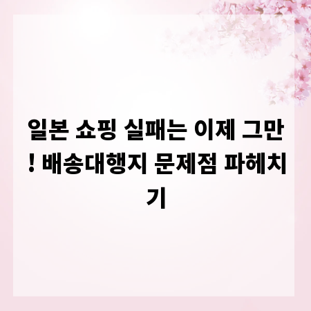 일본 쇼핑 실패는 이제 그만! 배송대행지 문제점 파헤치기