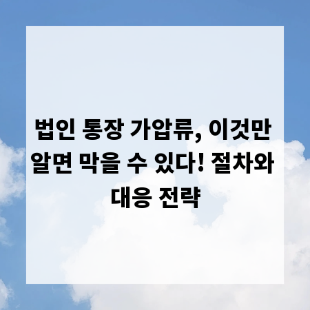 법인 통장 가압류, 이것만 알면 막을 수 있다! 절차와 대응 전략