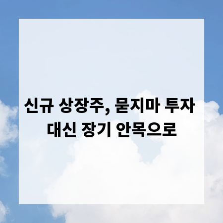 신규 상장주, 묻지마 투자 대신 장기 안목으로