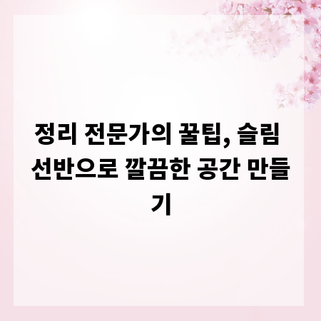 정리 전문가의 꿀팁, 슬림 선반으로 깔끔한 공간 만들기