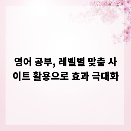 영어 공부, 레벨별 맞춤 사이트 활용으로 효과 극대화