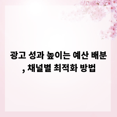 광고 성과 높이는 예산 배분, 채널별 최적화 방법