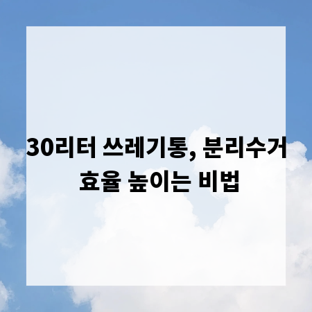 30리터 쓰레기통, 분리수거 효율 높이는 비법