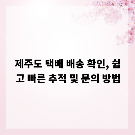 제주도 택배 배송 확인, 쉽고 빠른 추적 및 문의 방법