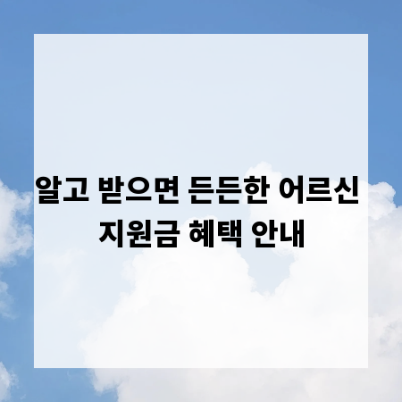 알고 받으면 든든한 어르신 지원금 혜택 안내